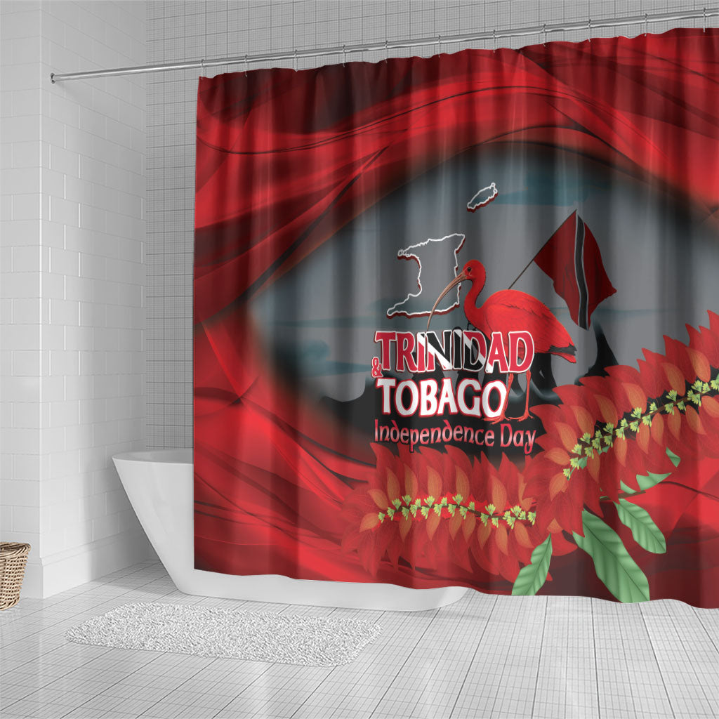 Trinidad and Tobago Independence Day Shower Curtain Scarlet Ibis And Chaconia Flowers