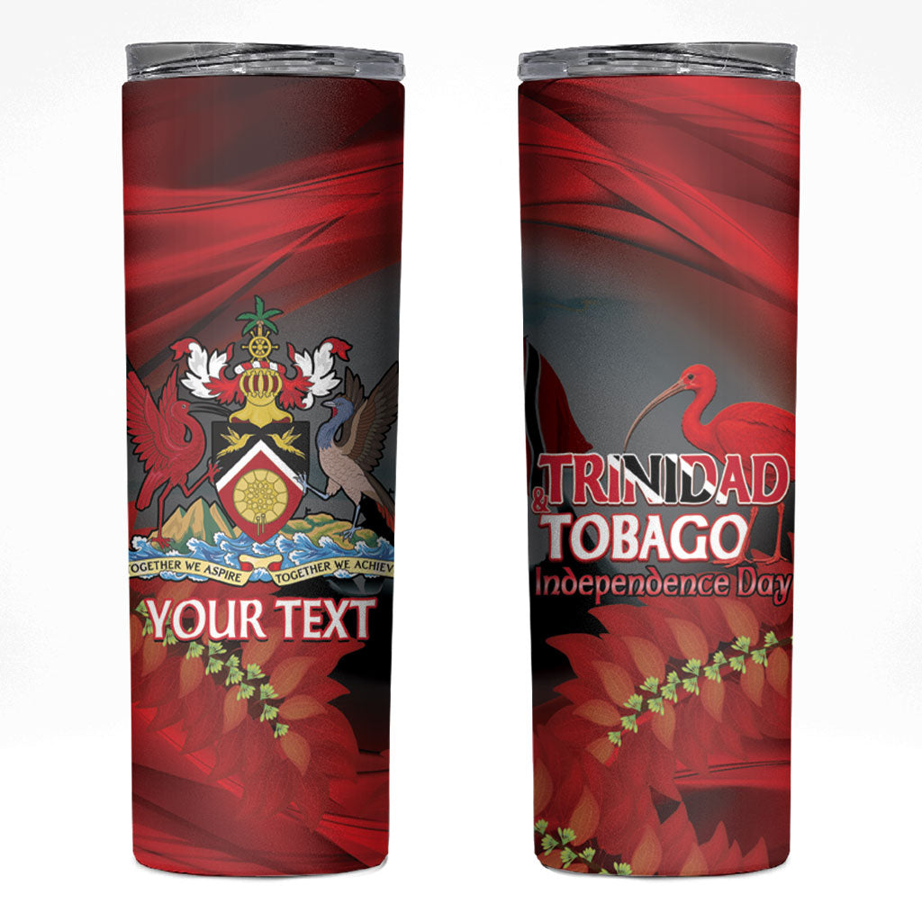 Personalized Trinidad and Tobago Independence Day Skinny Tumbler Scarlet Ibis And Chaconia Flowers