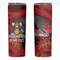 Personalized Trinidad and Tobago Independence Day Skinny Tumbler Scarlet Ibis And Chaconia Flowers