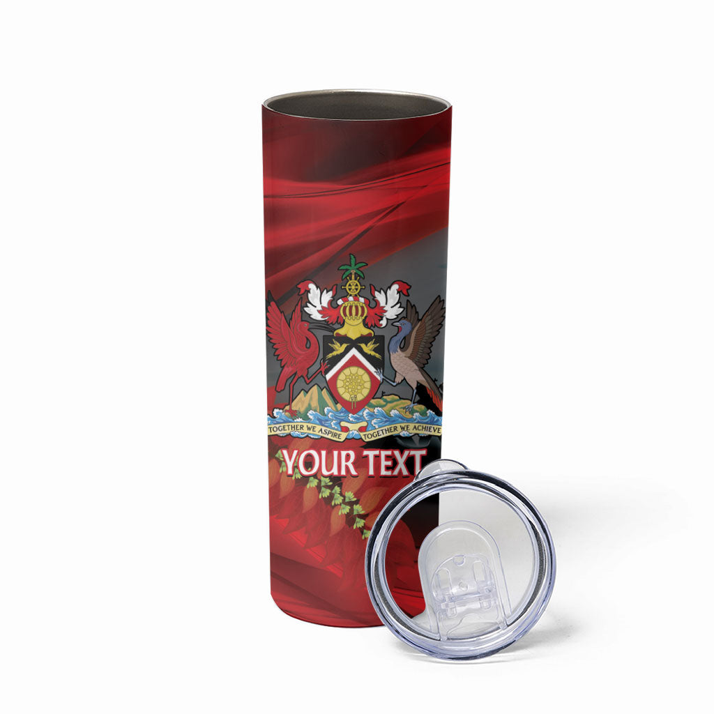 Personalized Trinidad and Tobago Independence Day Skinny Tumbler Scarlet Ibis And Chaconia Flowers