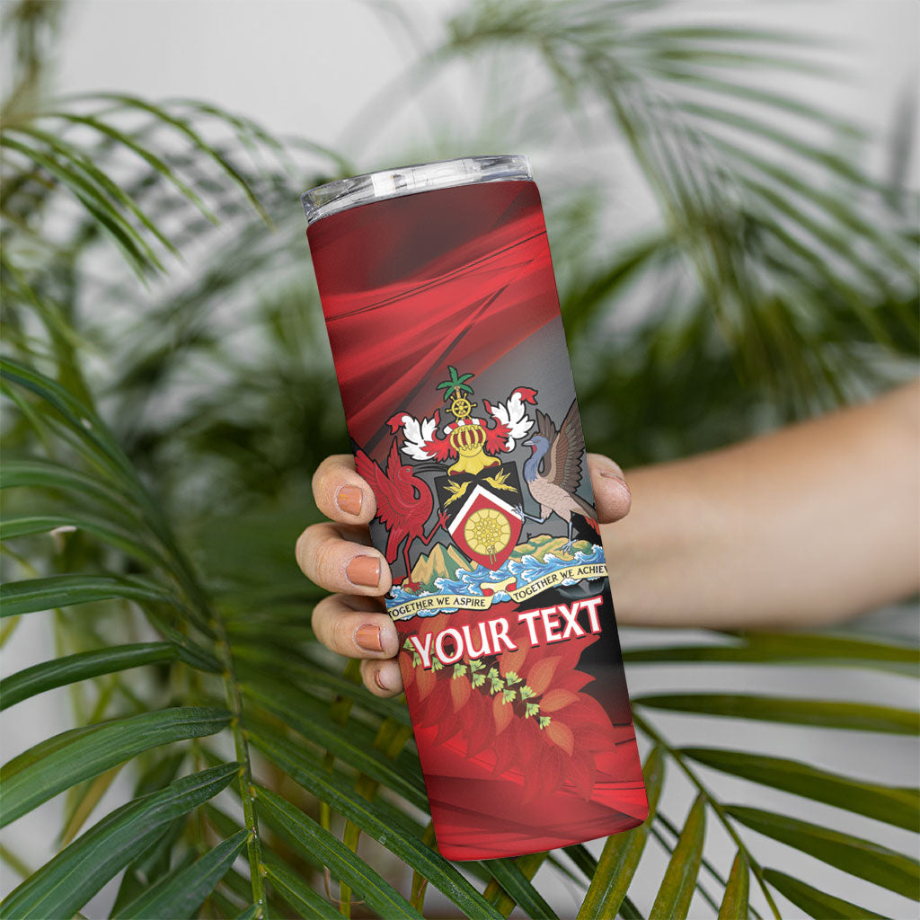 Personalized Trinidad and Tobago Independence Day Skinny Tumbler Scarlet Ibis And Chaconia Flowers