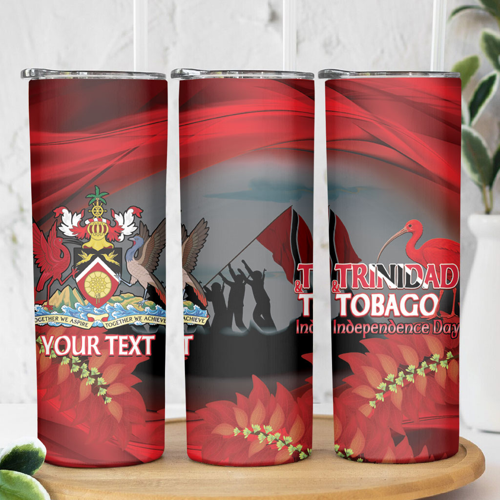 Personalized Trinidad and Tobago Independence Day Skinny Tumbler Scarlet Ibis And Chaconia Flowers
