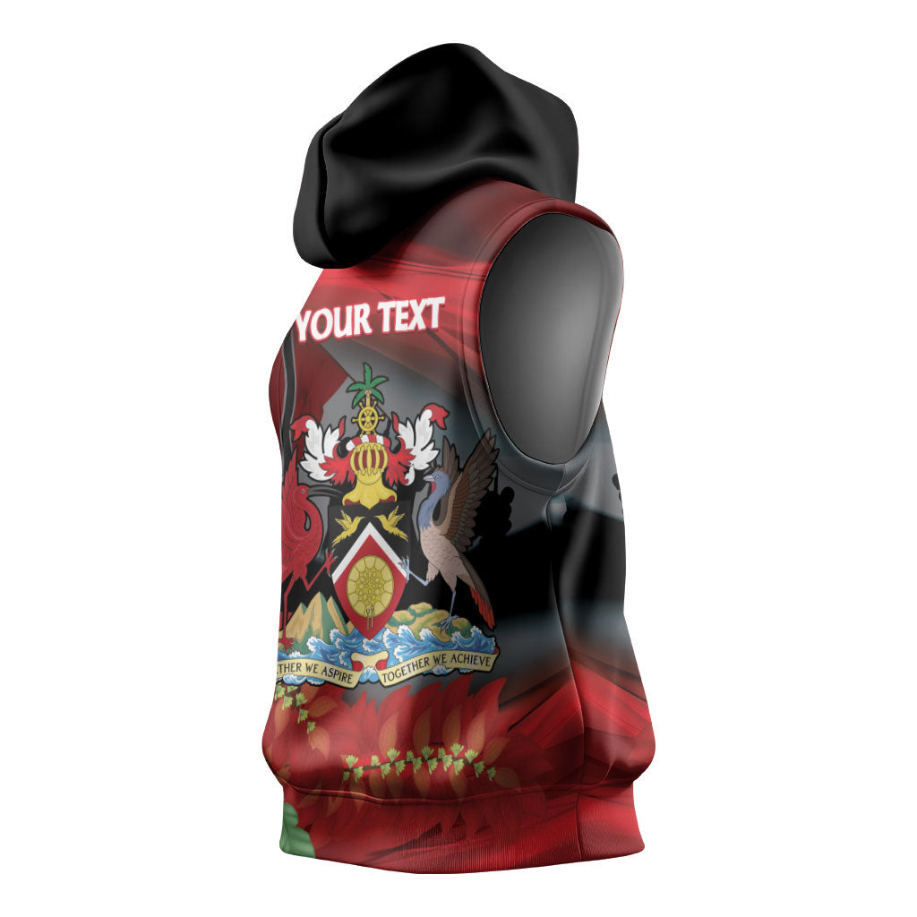 Personalized Trinidad and Tobago Independence Day Sleeveless Hoodie Scarlet Ibis And Chaconia Flowers