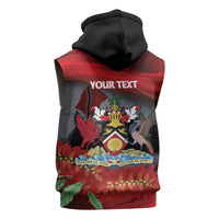 Personalized Trinidad and Tobago Independence Day Sleeveless Zip Hoodie Scarlet Ibis And Chaconia Flowers
