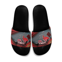 Trinidad and Tobago Independence Day Slide Sandals Scarlet Ibis And Chaconia Flowers