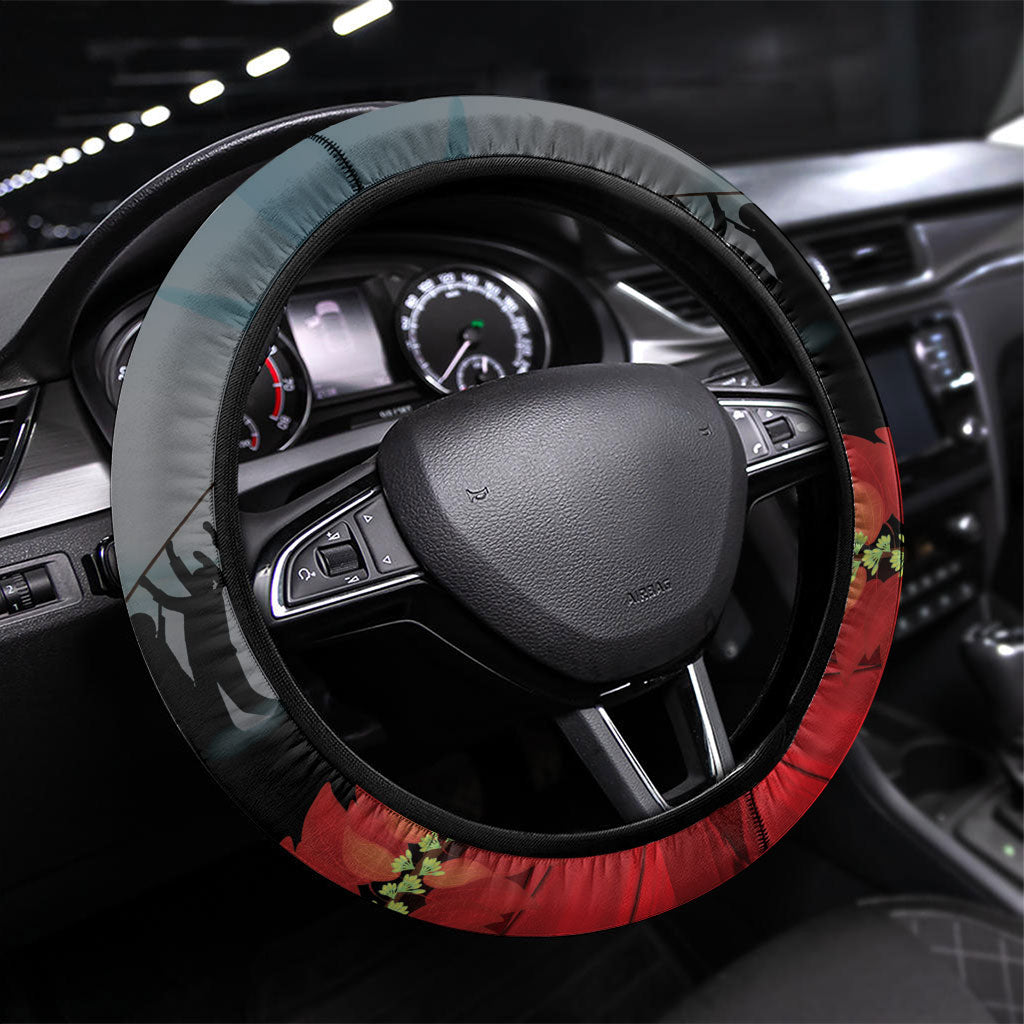 Trinidad and Tobago Independence Day Steering Wheel Cover Scarlet Ibis And Chaconia Flowers
