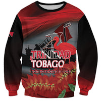 Personalized Trinidad and Tobago Independence Day Sweatshirt Scarlet Ibis And Chaconia Flowers