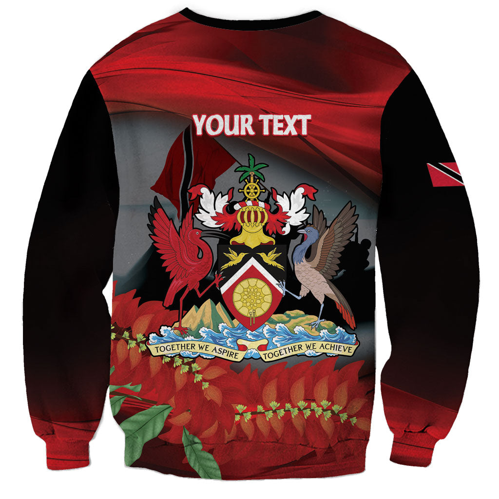 Personalized Trinidad and Tobago Independence Day Sweatshirt Scarlet Ibis And Chaconia Flowers