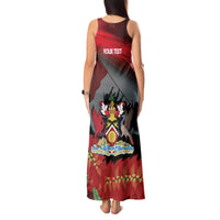 Personalized Trinidad and Tobago Independence Day Tank Maxi Dress Scarlet Ibis And Chaconia Flowers