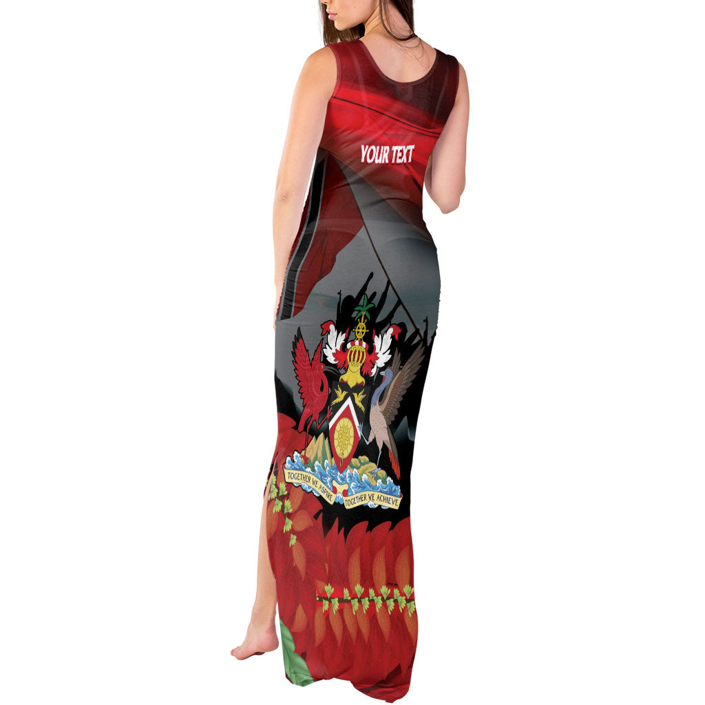 Personalized Trinidad and Tobago Independence Day Tank Maxi Dress Scarlet Ibis And Chaconia Flowers