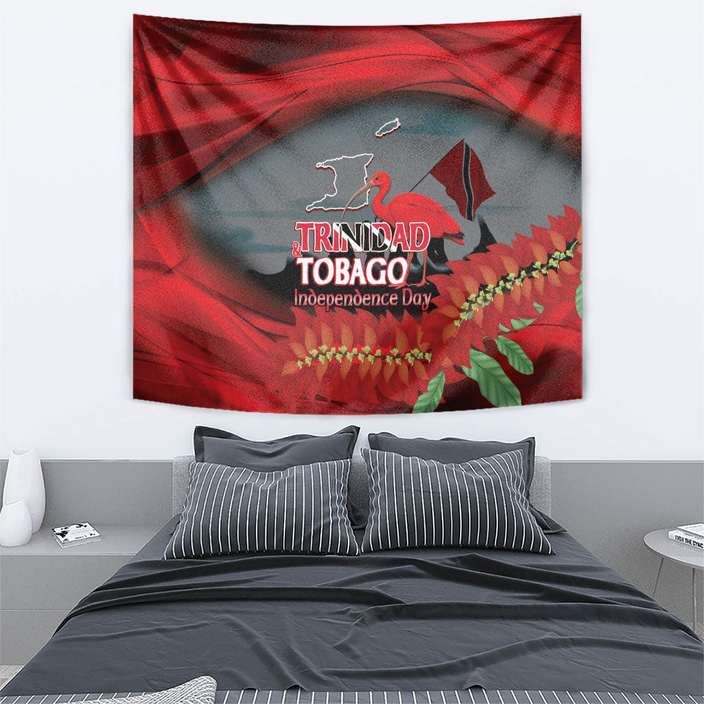 Trinidad and Tobago Independence Day Tapestry Scarlet Ibis And Chaconia Flowers
