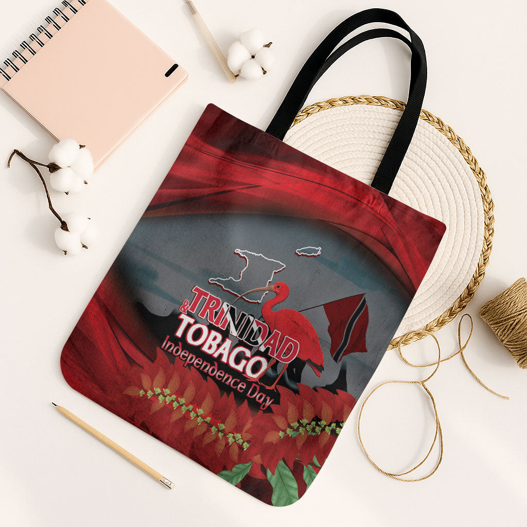 Trinidad and Tobago Independence Day Tote Bag Scarlet Ibis And Chaconia Flowers