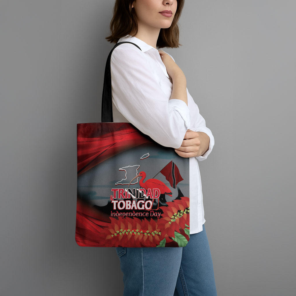 Trinidad and Tobago Independence Day Tote Bag Scarlet Ibis And Chaconia Flowers