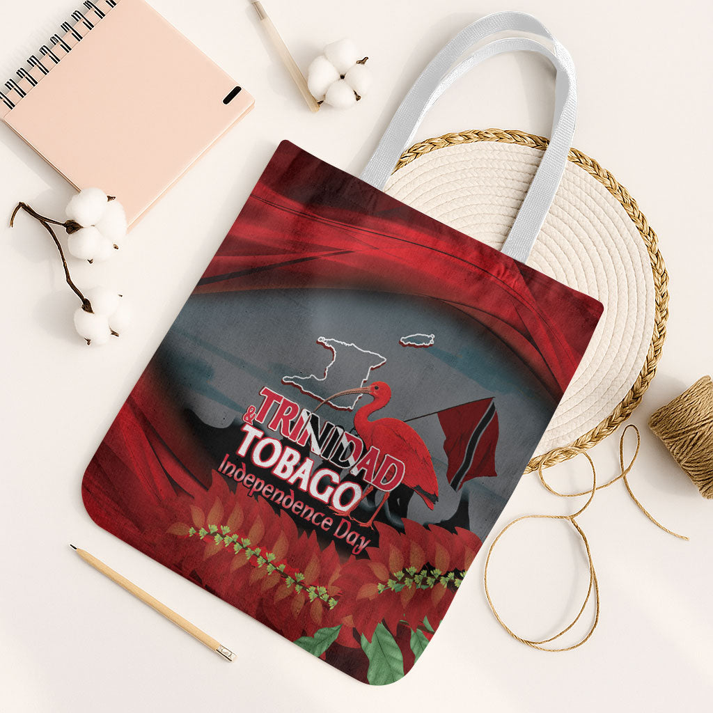 Trinidad and Tobago Independence Day Tote Bag Scarlet Ibis And Chaconia Flowers