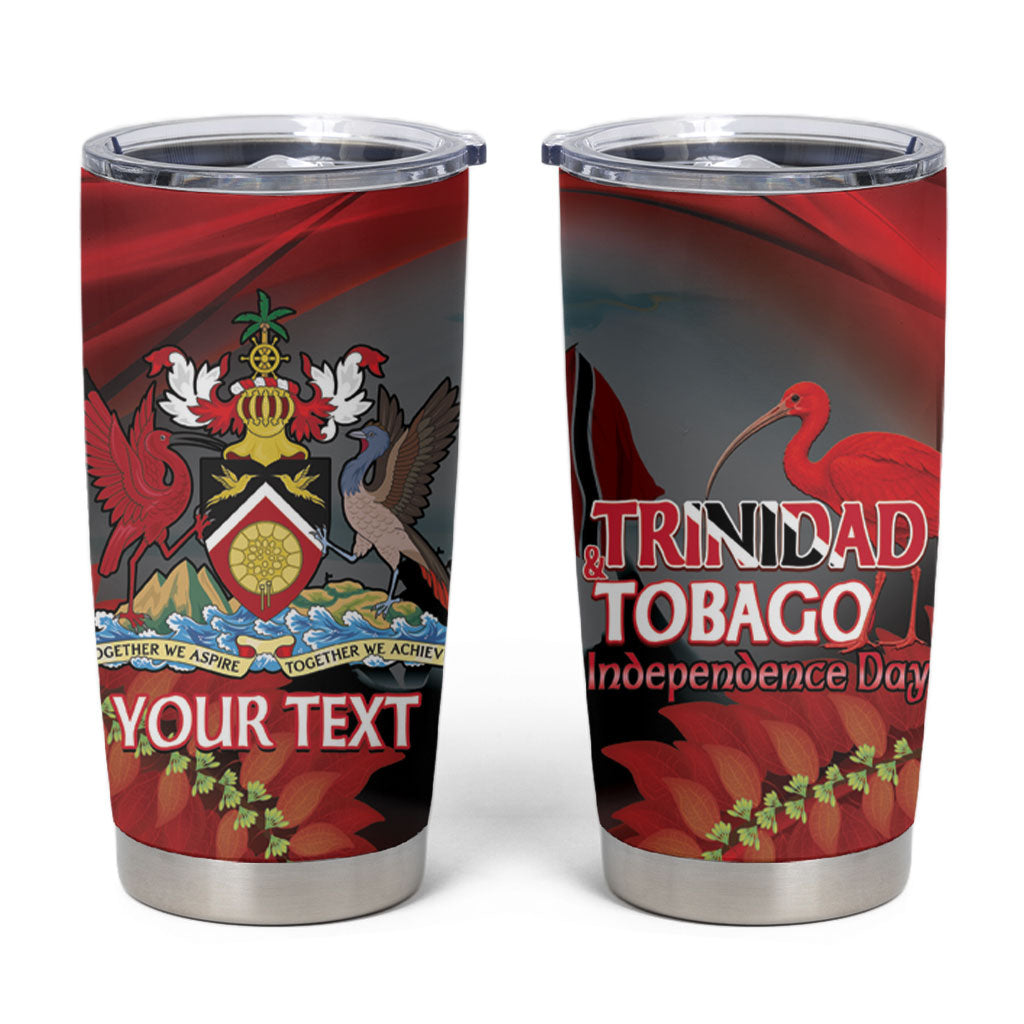 Personalized Trinidad and Tobago Independence Day Tumbler Cup Scarlet Ibis And Chaconia Flowers