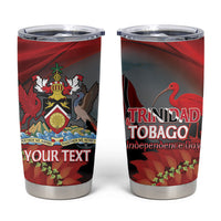 Personalized Trinidad and Tobago Independence Day Tumbler Cup Scarlet Ibis And Chaconia Flowers