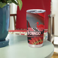 Personalized Trinidad and Tobago Independence Day Tumbler Cup Scarlet Ibis And Chaconia Flowers