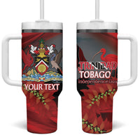 Personalized Trinidad and Tobago Independence Day Tumbler With Handle Scarlet Ibis And Chaconia Flowers