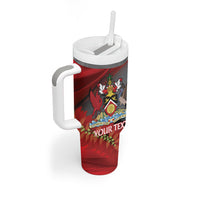 Personalized Trinidad and Tobago Independence Day Tumbler With Handle Scarlet Ibis And Chaconia Flowers