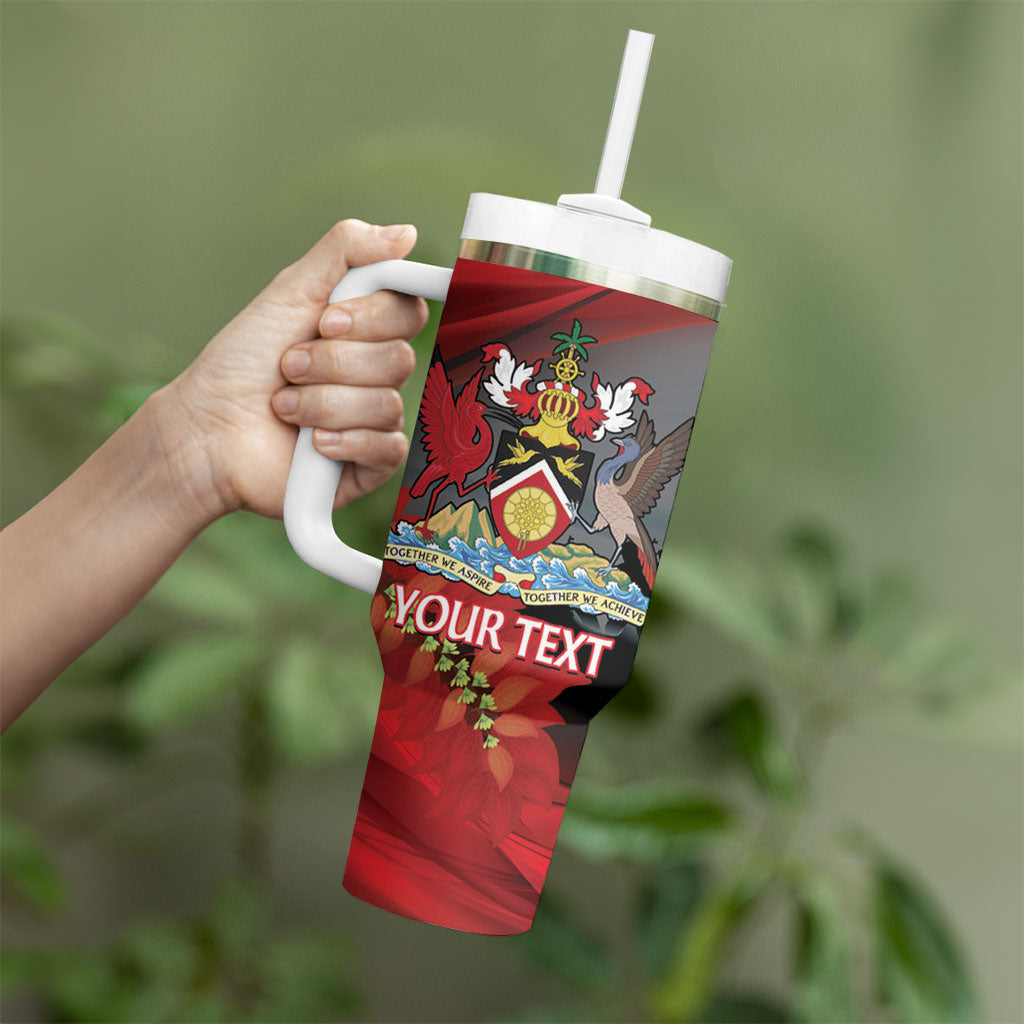 Personalized Trinidad and Tobago Independence Day Tumbler With Handle Scarlet Ibis And Chaconia Flowers