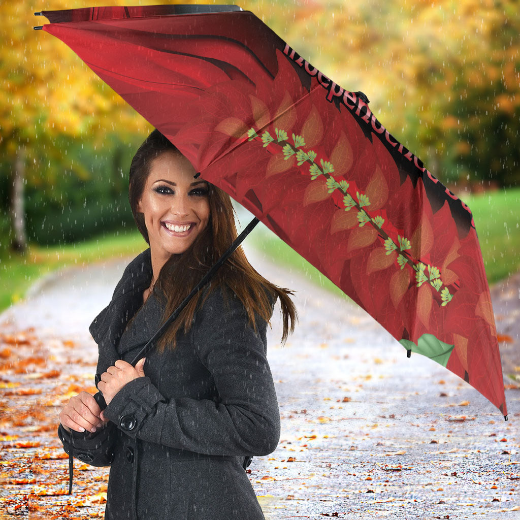 Trinidad and Tobago Independence Day Umbrella Scarlet Ibis And Chaconia Flowers