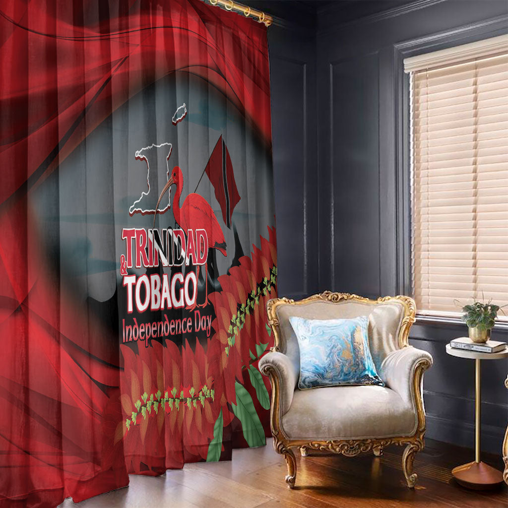 Trinidad and Tobago Independence Day Window Curtain Scarlet Ibis And Chaconia Flowers