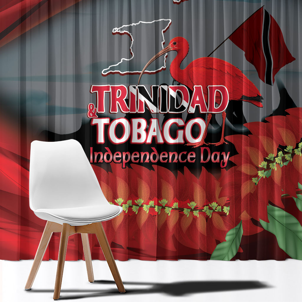 Trinidad and Tobago Independence Day Window Curtain Scarlet Ibis And Chaconia Flowers