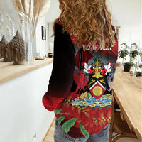 Personalized Trinidad and Tobago Independence Day Women Casual Shirt Scarlet Ibis And Chaconia Flowers