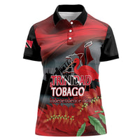 Personalized Trinidad and Tobago Independence Day Women Polo Shirt Scarlet Ibis And Chaconia Flowers