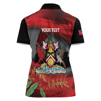 Personalized Trinidad and Tobago Independence Day Women Polo Shirt Scarlet Ibis And Chaconia Flowers