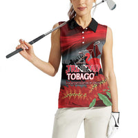 Personalized Trinidad and Tobago Independence Day Women Sleeveless Polo Shirt Scarlet Ibis And Chaconia Flowers
