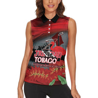 Personalized Trinidad and Tobago Independence Day Women Sleeveless Polo Shirt Scarlet Ibis And Chaconia Flowers