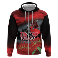 Personalized Trinidad and Tobago Independence Day Zip Hoodie Scarlet Ibis And Chaconia Flowers