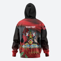 Personalized Trinidad and Tobago Independence Day Zip Hoodie Scarlet Ibis And Chaconia Flowers
