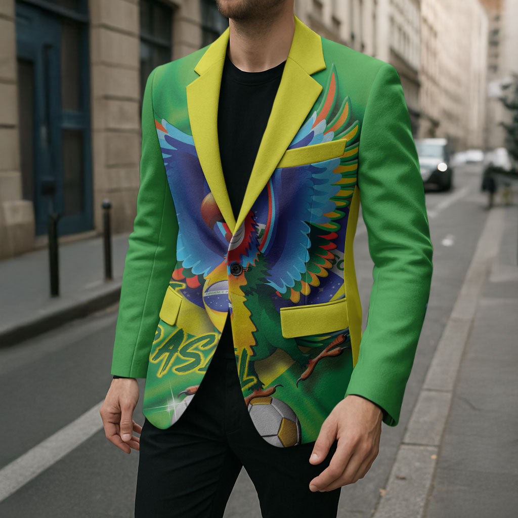 Vai Brasil Football Blazer 2026 Go Canarinho Macaw Parrot Flag Proud