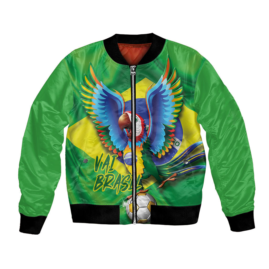 Vai Brasil Football Bomber Jacket 2026 Go Canarinho Macaw Parrot Flag Proud
