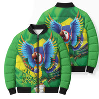 Vai Brasil Football Bomber Puffer Jacket 2026 Go Canarinho Macaw Parrot Flag Proud