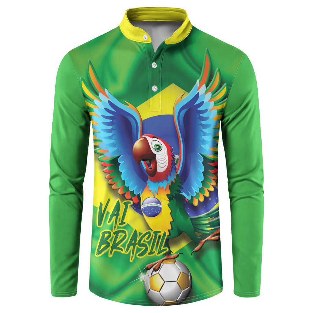 Vai Brasil Football Button Sweatshirt 2026 Go Canarinho Macaw Parrot Flag Proud