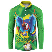 Vai Brasil Football Button Sweatshirt 2026 Go Canarinho Macaw Parrot Flag Proud