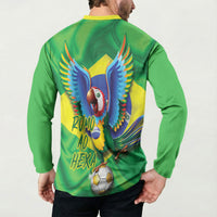 Vai Brasil Football Button Sweatshirt 2026 Go Canarinho Macaw Parrot Flag Proud