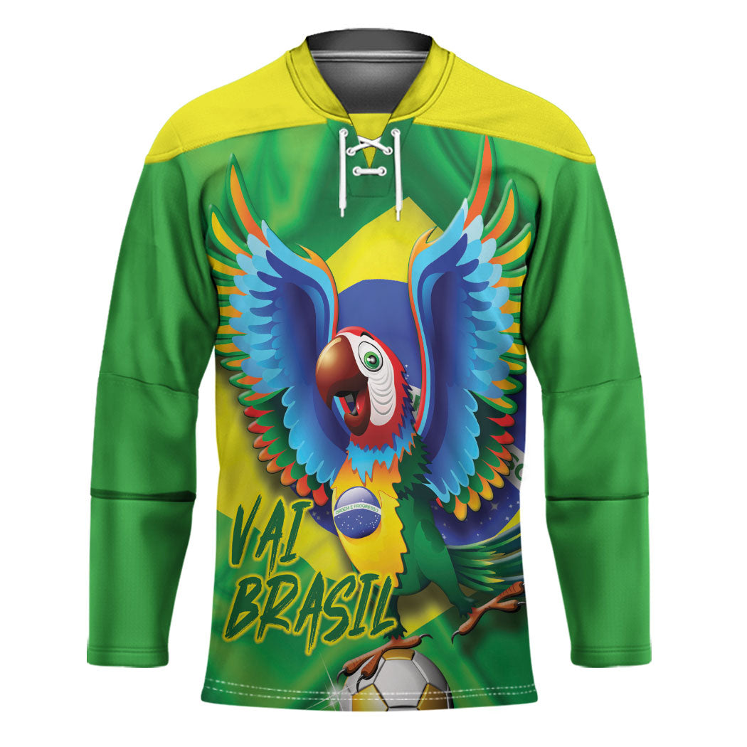 Vai Brasil Football Hockey Jersey 2026 Go Canarinho Macaw Parrot Flag Proud