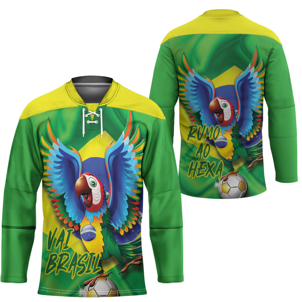 Vai Brasil Football Hockey Jersey 2026 Go Canarinho Macaw Parrot Flag Proud