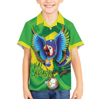 Vai Brasil Football Kid Hawaiian Shirt 2026 Go Canarinho Macaw Parrot Flag Proud