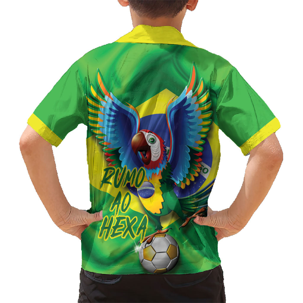 Vai Brasil Football Kid Hawaiian Shirt 2026 Go Canarinho Macaw Parrot Flag Proud