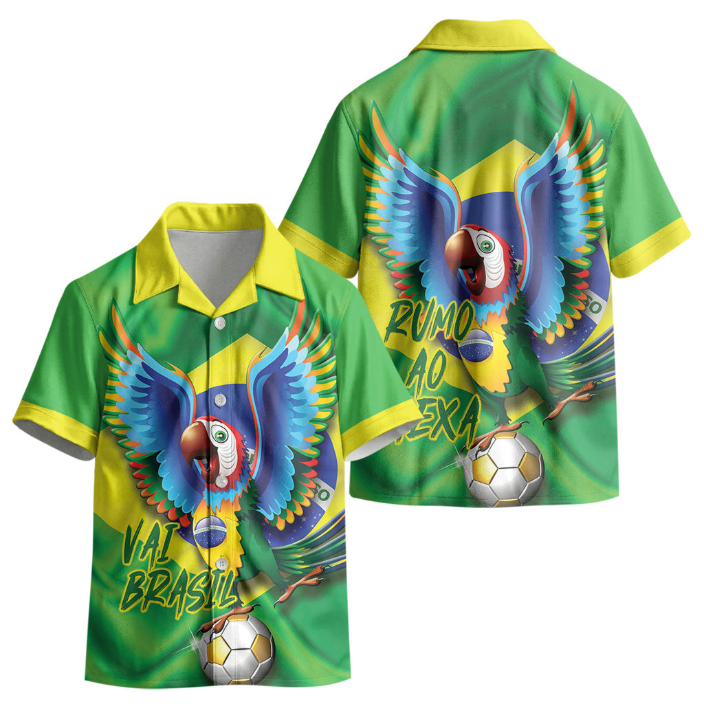Vai Brasil Football Kid Hawaiian Shirt 2026 Go Canarinho Macaw Parrot Flag Proud LT14