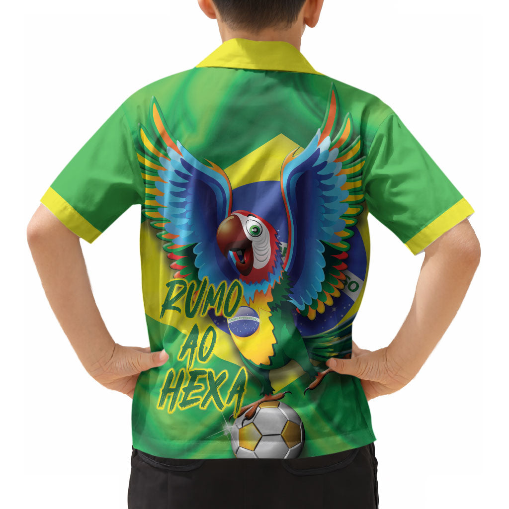 Vai Brasil Football Kid Hawaiian Shirt 2026 Go Canarinho Macaw Parrot Flag Proud LT14
