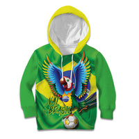 Vai Brasil Football Kid Hoodie 2026 Go Canarinho Macaw Parrot Flag Proud
