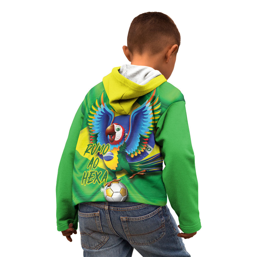 Vai Brasil Football Kid Hoodie 2026 Go Canarinho Macaw Parrot Flag Proud
