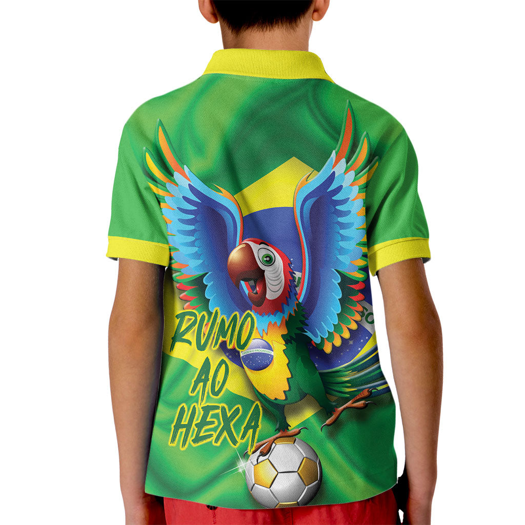 Vai Brasil Football Kid Polo Shirt 2026 Go Canarinho Macaw Parrot Flag Proud