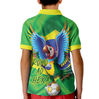 Vai Brasil Football Kid Polo Shirt 2026 Go Canarinho Macaw Parrot Flag Proud